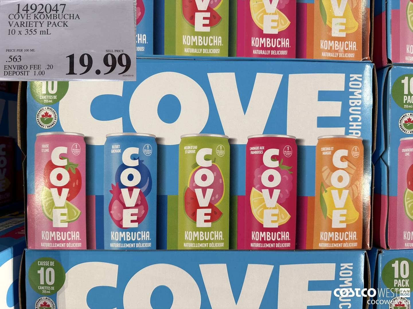 1492047 COVE KOMBUCHA VARIETY PACK 10 X 355 ML $19.99