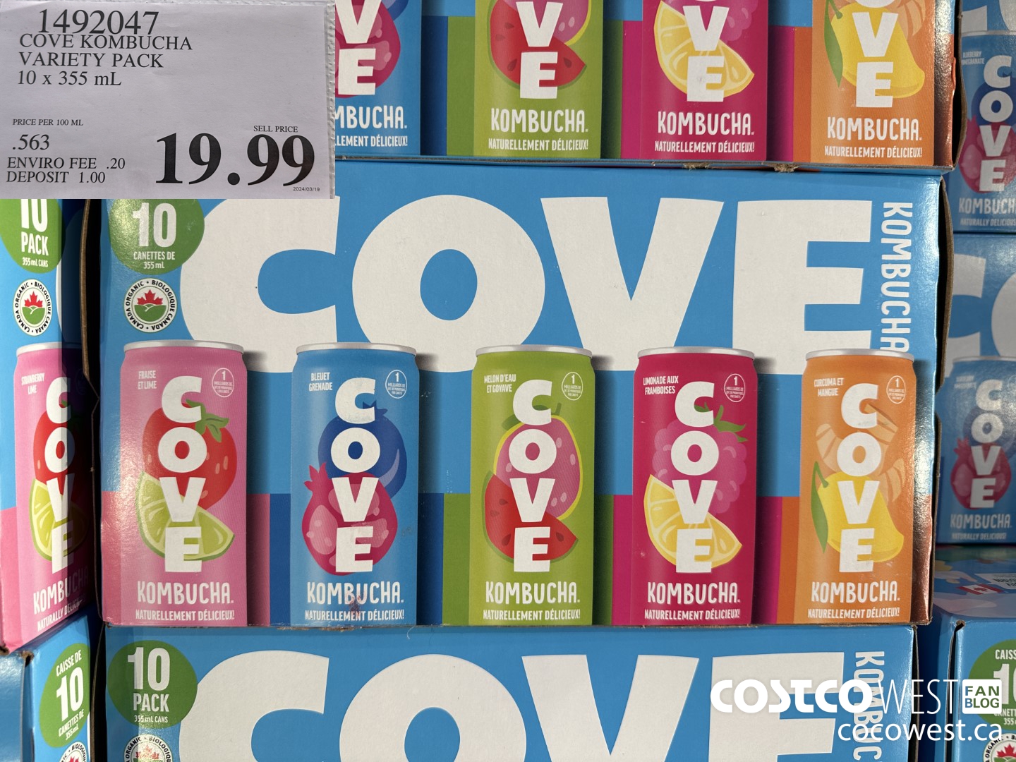 1492047 COVE KOMBUCHA VARIETY PACK 10 X 355 ML $19.99