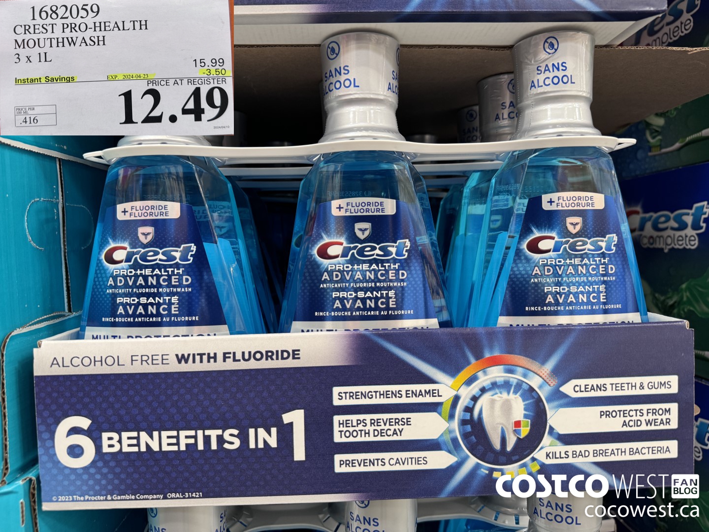 1682059 CREST PRO-HEALTH MOUTHWASH 3 X 1L ($3.50 INSTANT SAVINGS EXPIRES ON 2024-04-23) $12.49