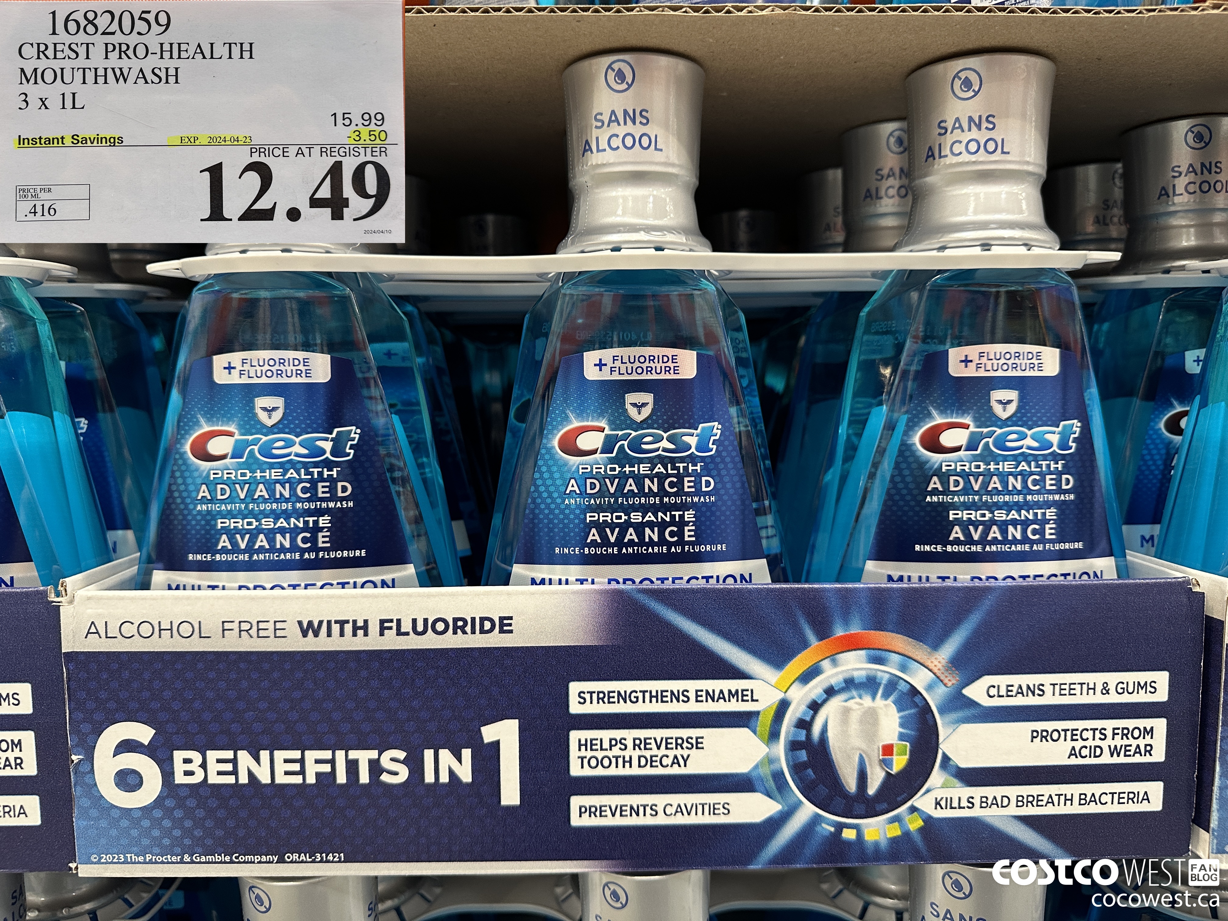 1682059 CREST PRO-HEALTH MOUTHWASH 3 X 1L ($3.50 INSTANT SAVINGS EXPIRES ON 2024-04-23) $12.49