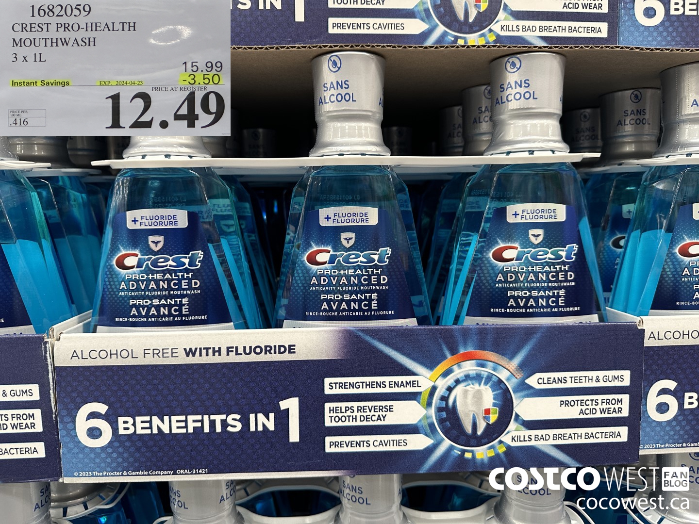 1682059 CREST PRO-HEALTH MOUTHWASH 3 X 1L ($3.50 INSTANT SAVINGS EXPIRES ON 2024-04-23) $12.49