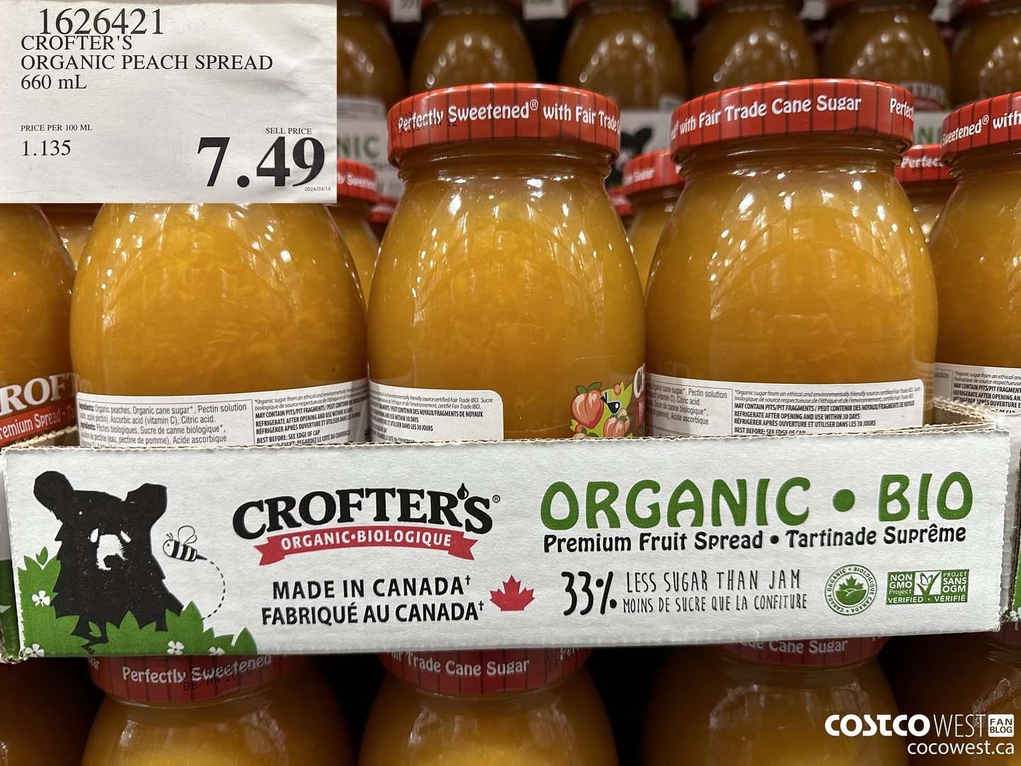 1626421 CROFTER'S ORGANIC PEACH SPREAD 660 ML $7.49