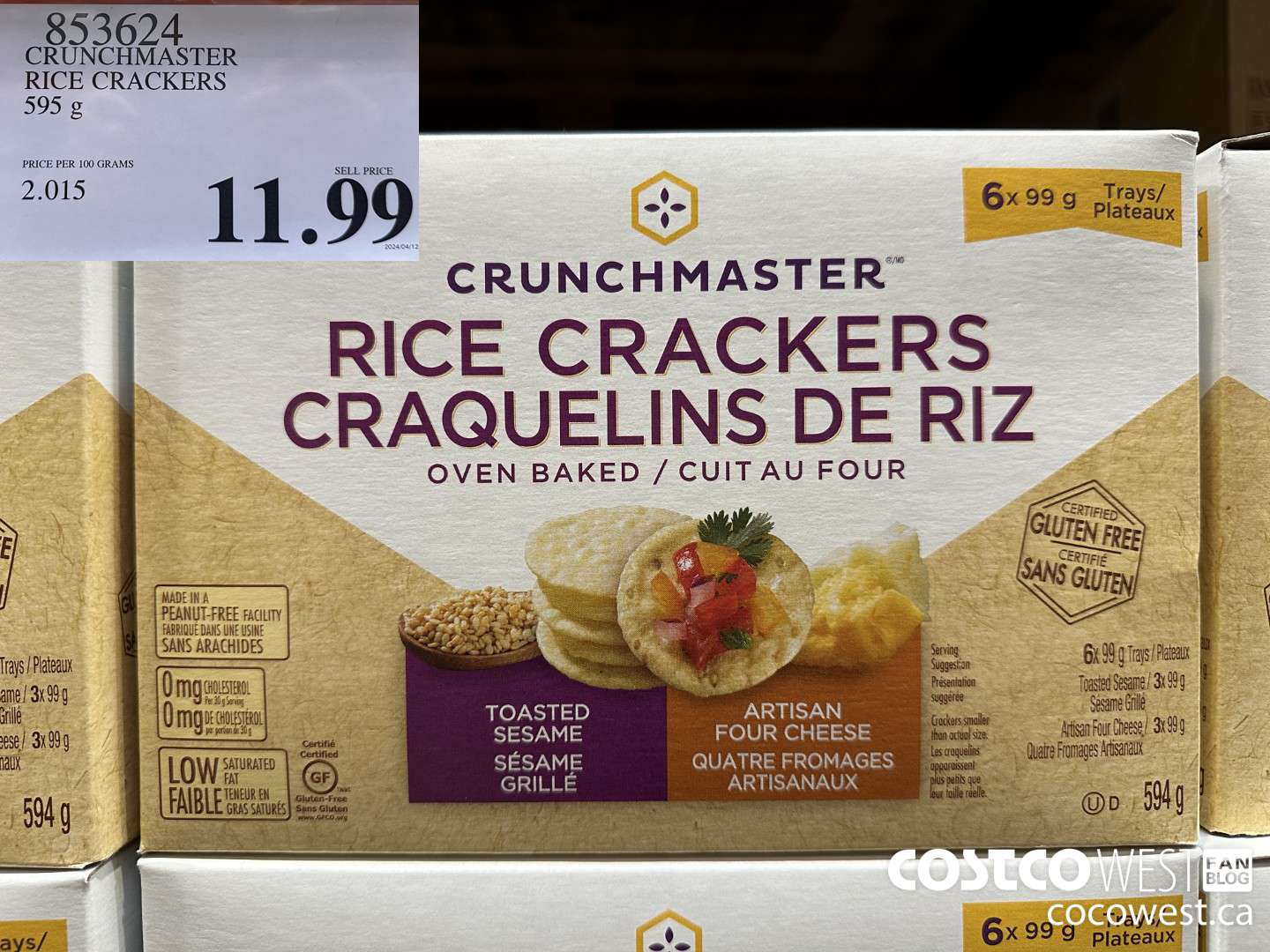853624 CRUNCHMASTER RICE CRACKERS 595 g $11.99
