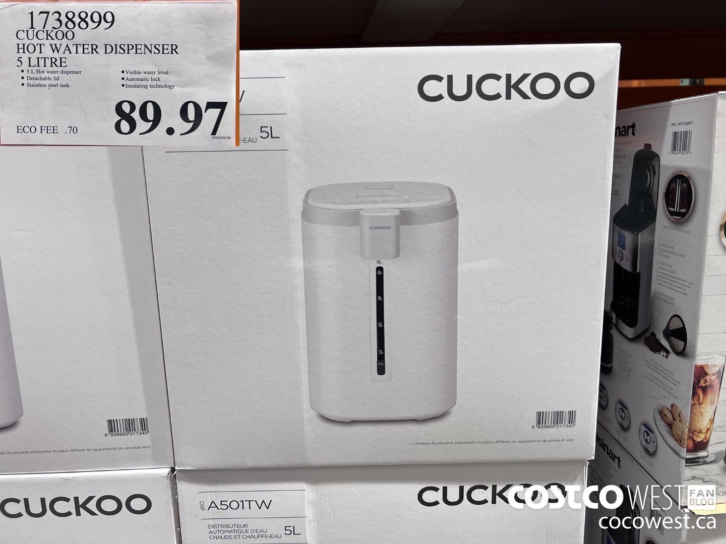 1738899 CUCKOO HOT WATER DISPENSER 5 LITRE $89.97