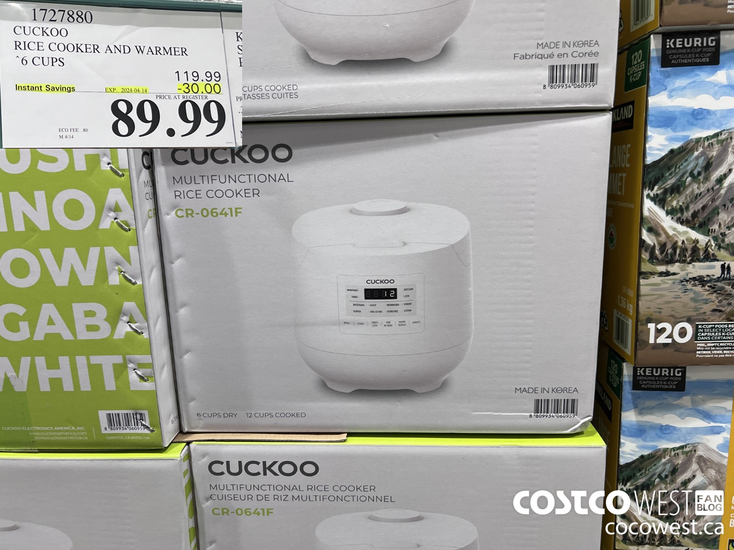 1727880 CUCKOO RICE COOKER AND WARMER 6 CUPS ($30.00 INSTANT SAVINGS EXPIRES ON 2024-04-14) $89.99