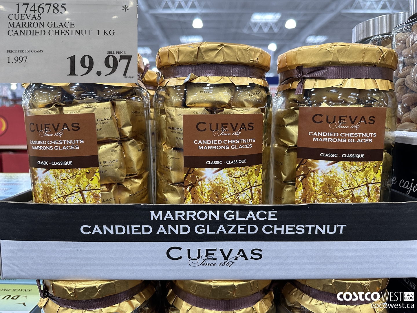 1746785 CUEVAS MARRON GLACE CANDIED CHESTNUT 1 KG $19.97
