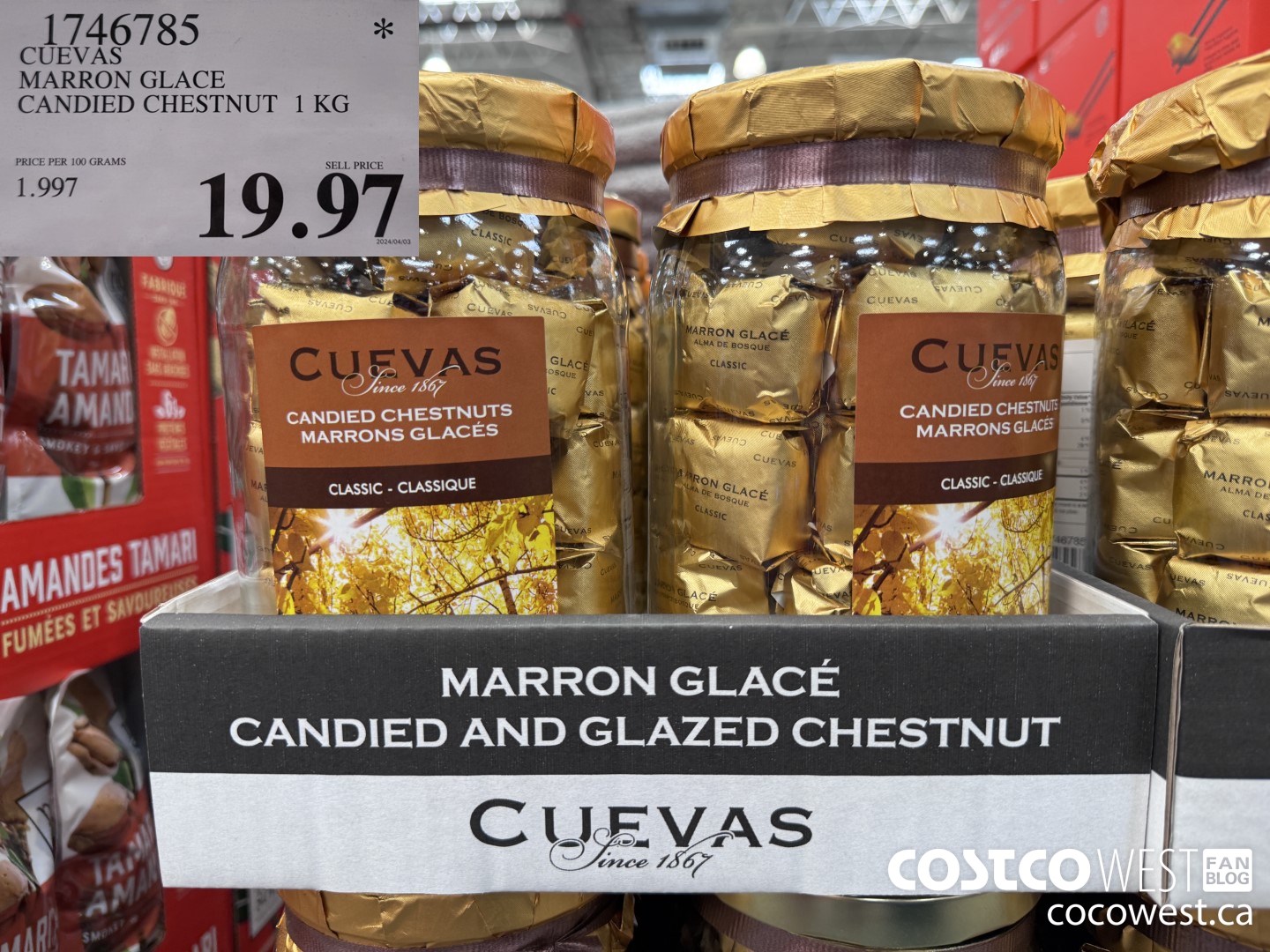 1746785 CUEVAS MARRON GLACE CANDIED CHESTNUT 1 KG $19.97