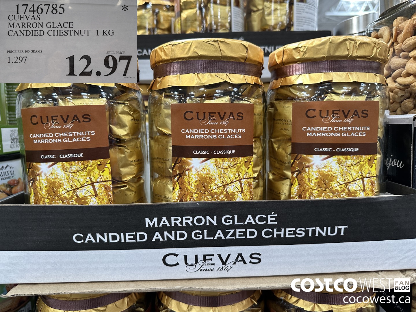 1746785 CUEVAS MARRON GLACE CANDIED CHESTNUT 1 KG $12.97