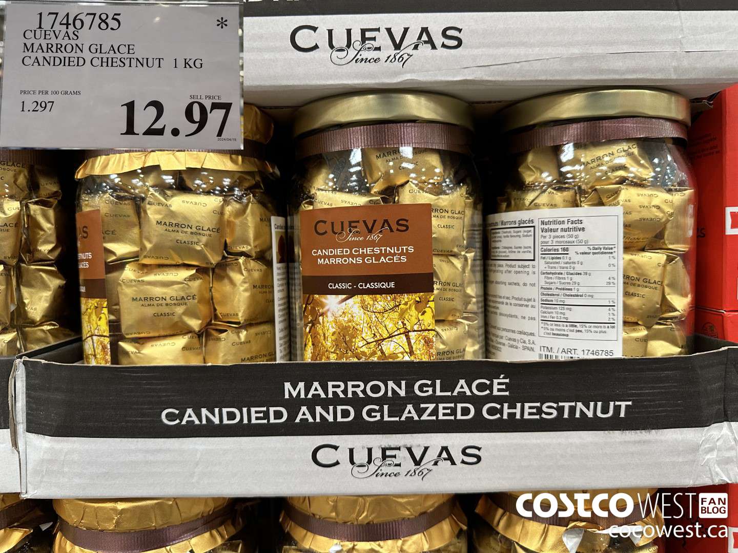 1746785 CUEVAS MARRON GLACE CANDIED CHESTNUT 1 KG $12.97