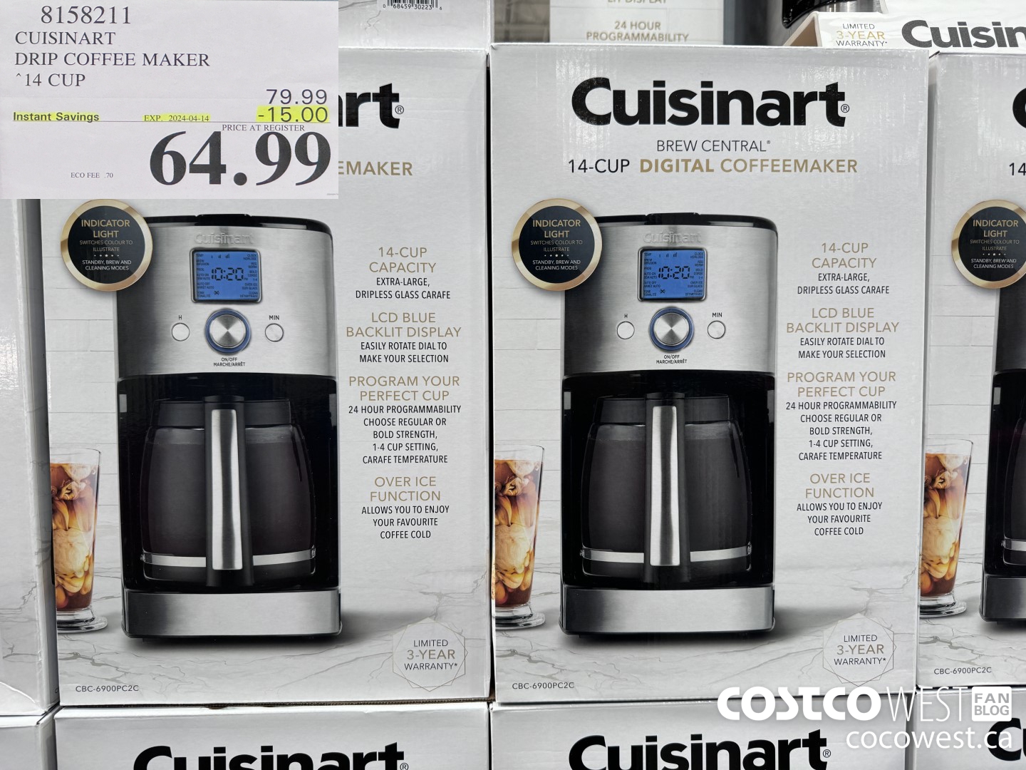 8158211 CUISINART DRIP COFFEE MAKER 14 CUP ($15.00 INSTANT SAVINGS EXPIRES ON 2024-04-14) $64.99