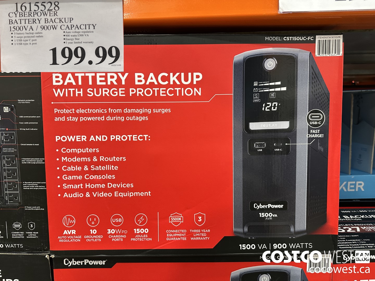 1615528 CYBERPOWER BATTERY BACKUP CST150UC $199.99