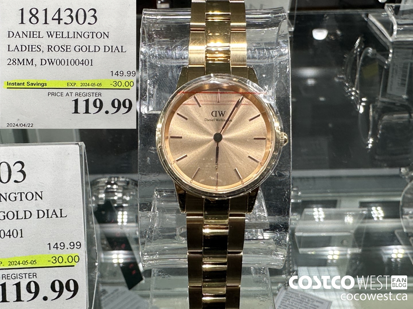 1814303 DANIEL WELLINGTON LADIES, ROSE GOLD DIAL 28MM, DW00100401 ($30.00 INSTANT SAVINGS EXPIRES ON 2024-05-05) $119.99