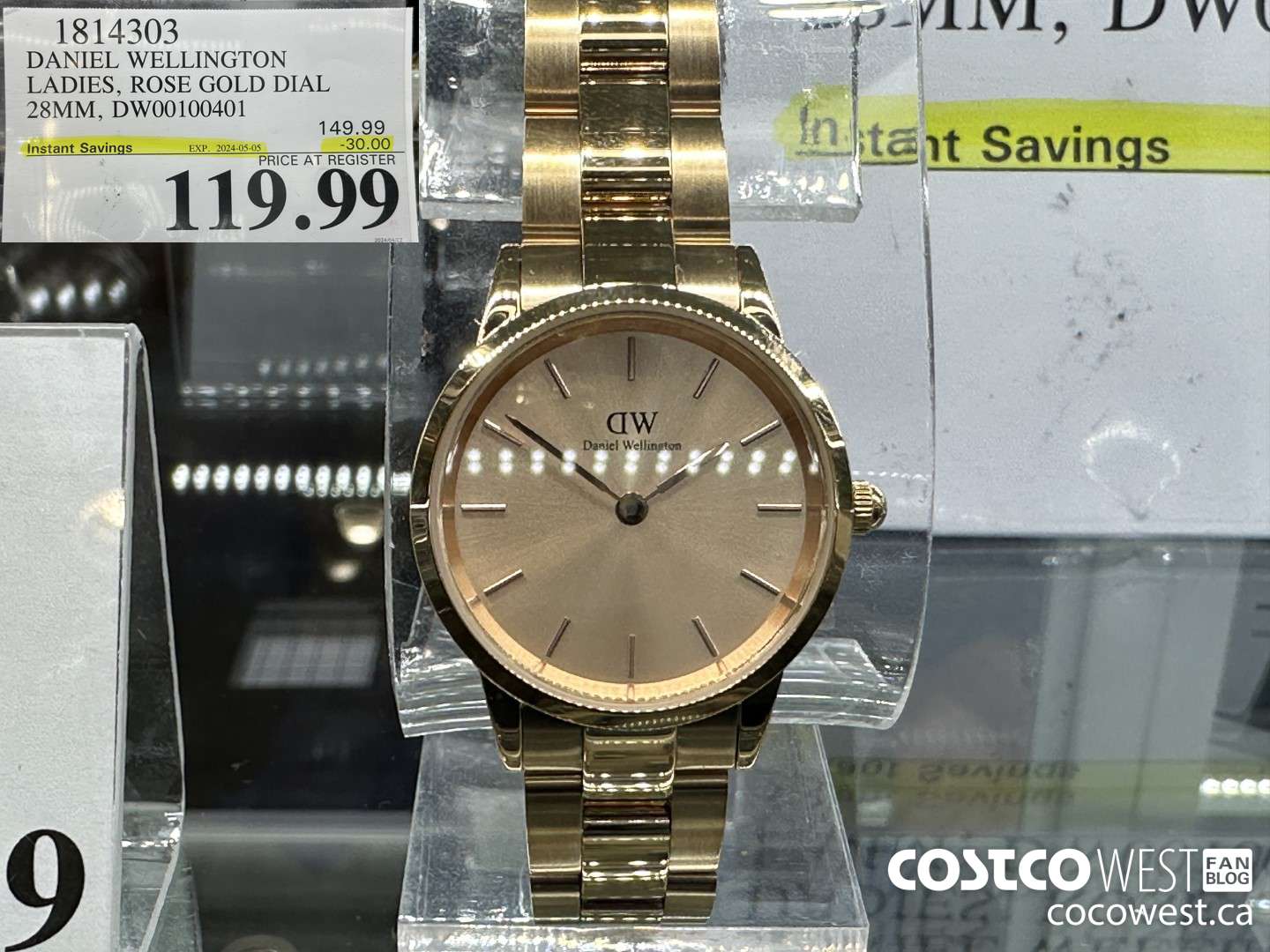 1814303 DANIEL WELLINGTON LADIES, ROSE GOLD DIAL 28MM, DW00100401 ($30.00 INSTANT SAVINGS EXPIRES ON 2024-05-05) $119.99