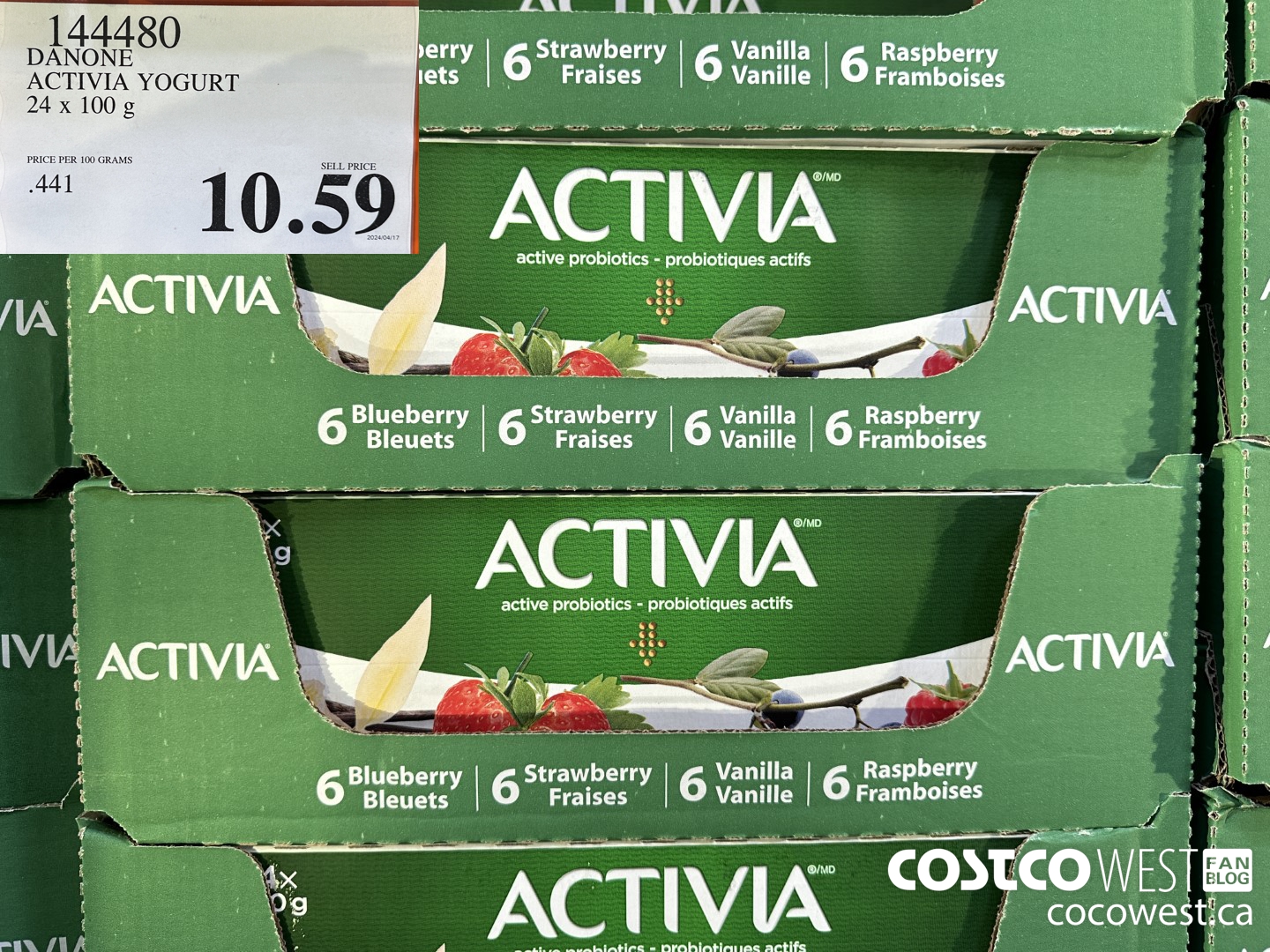 144480 DANONE ACTIVIA YOGURT 24 x 100 g $10.59