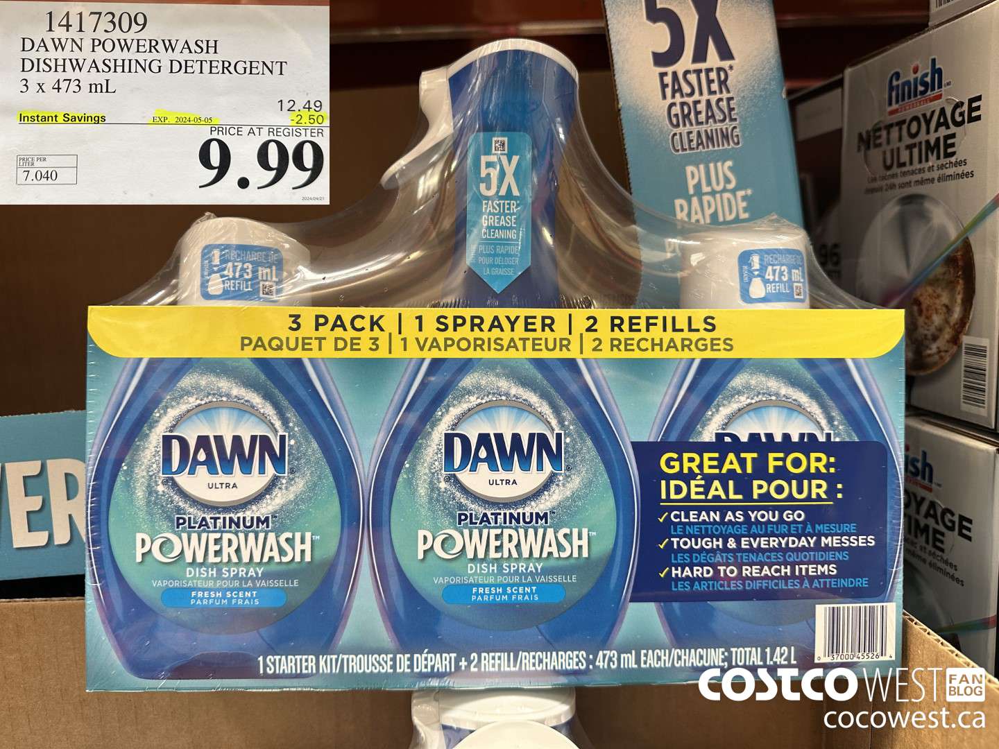 1417309 DAWN POWERWASH DISHWASHING DETERGENT 3 x 473 mL ($2.50 INSTANT SAVINGS EXPIRES ON 2024-05-05) $9.99
