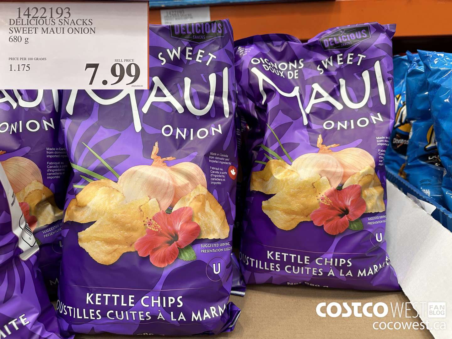 1422193 DELICIOUS SNACKS SWEET MAUI ONION 680 g $7.99