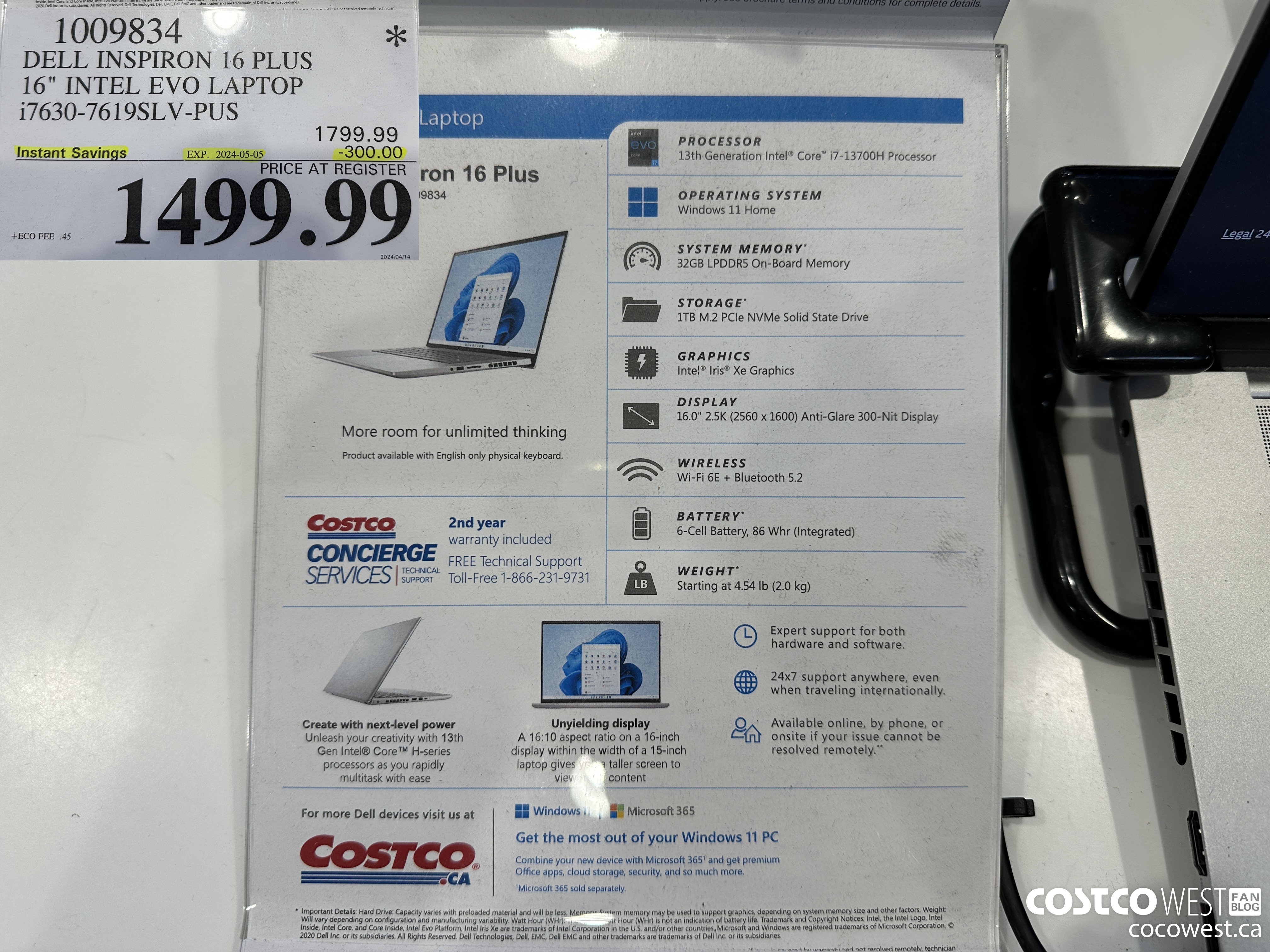 1009834 DELL INSPIRON 16 PLUS 16