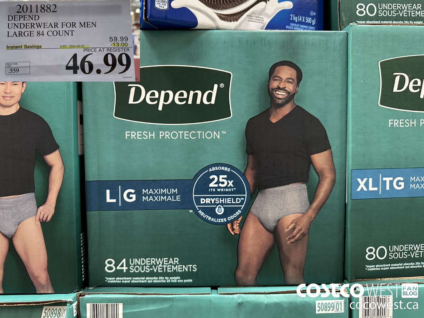 2011882 DEPEND UNDERWEAR FOR MEN LARGE 84 COUNT ($13.00 INSTANT SAVINGS EXPIRES ON 2024-05-05) $46.99