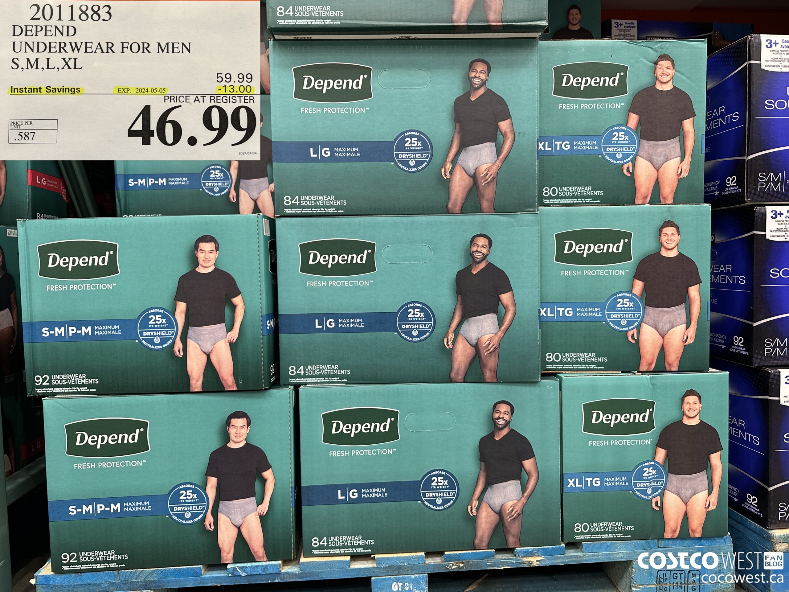 2011883 DEPEND UNDERWEAR FOR MEN S, M, L, XL ($13.00 INSTANT SAVINGS EXPIRES ON 2024-05-05) $46.99