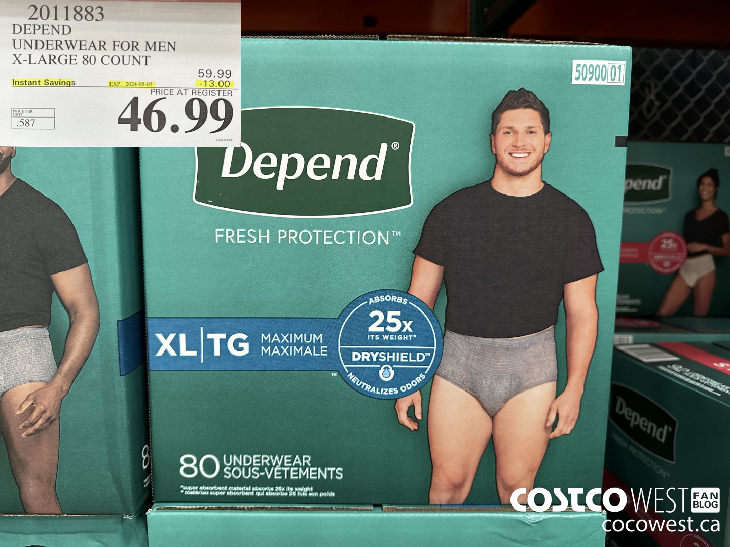 2011883 DEPEND UNDERWEAR FOR MEN S, M, L, XL ($13.00 INSTANT SAVINGS EXPIRES ON 2024-05-05) $46.99