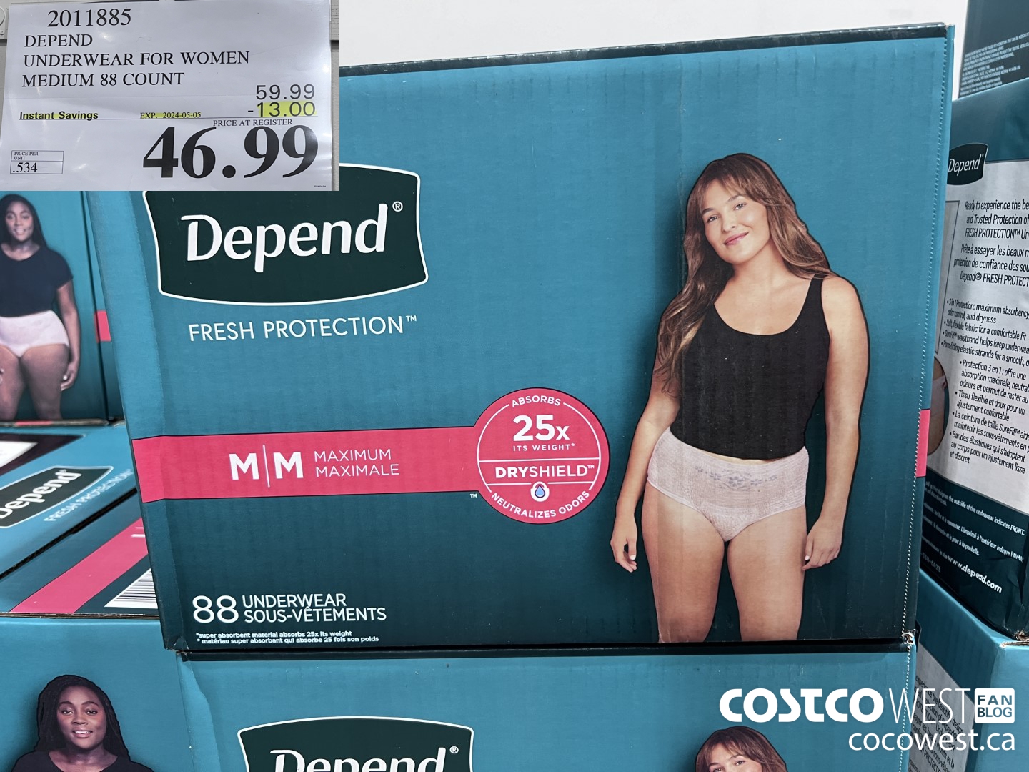 2011885 DEPEND UNDERWEAR FOR WOMEN MEDIUM 88 COUNT ($13.00 INSTANT SAVINGS EXPIRES ON 2024-05-05) $46.99