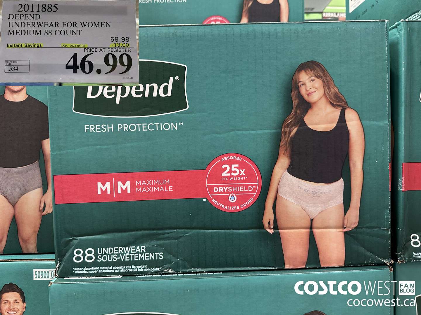 2011885 DEPEND UNDERWEAR FOR WOMEN MEDIUM 88 COUNT ($13.00 INSTANT SAVINGS EXPIRES ON 2024-05-05) $46.99