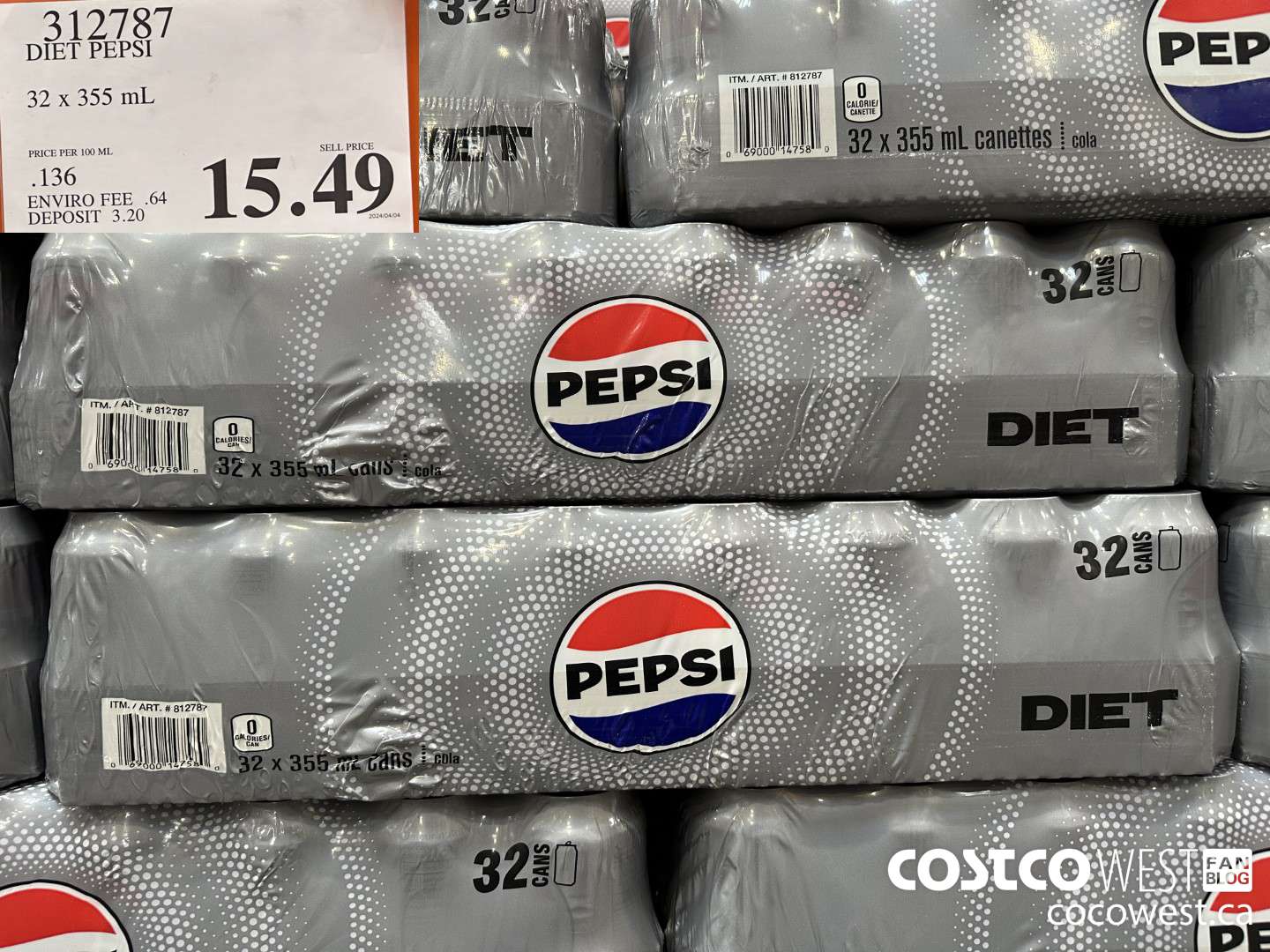 312787 DIET PEPSI 32 X 355 ML $15.49