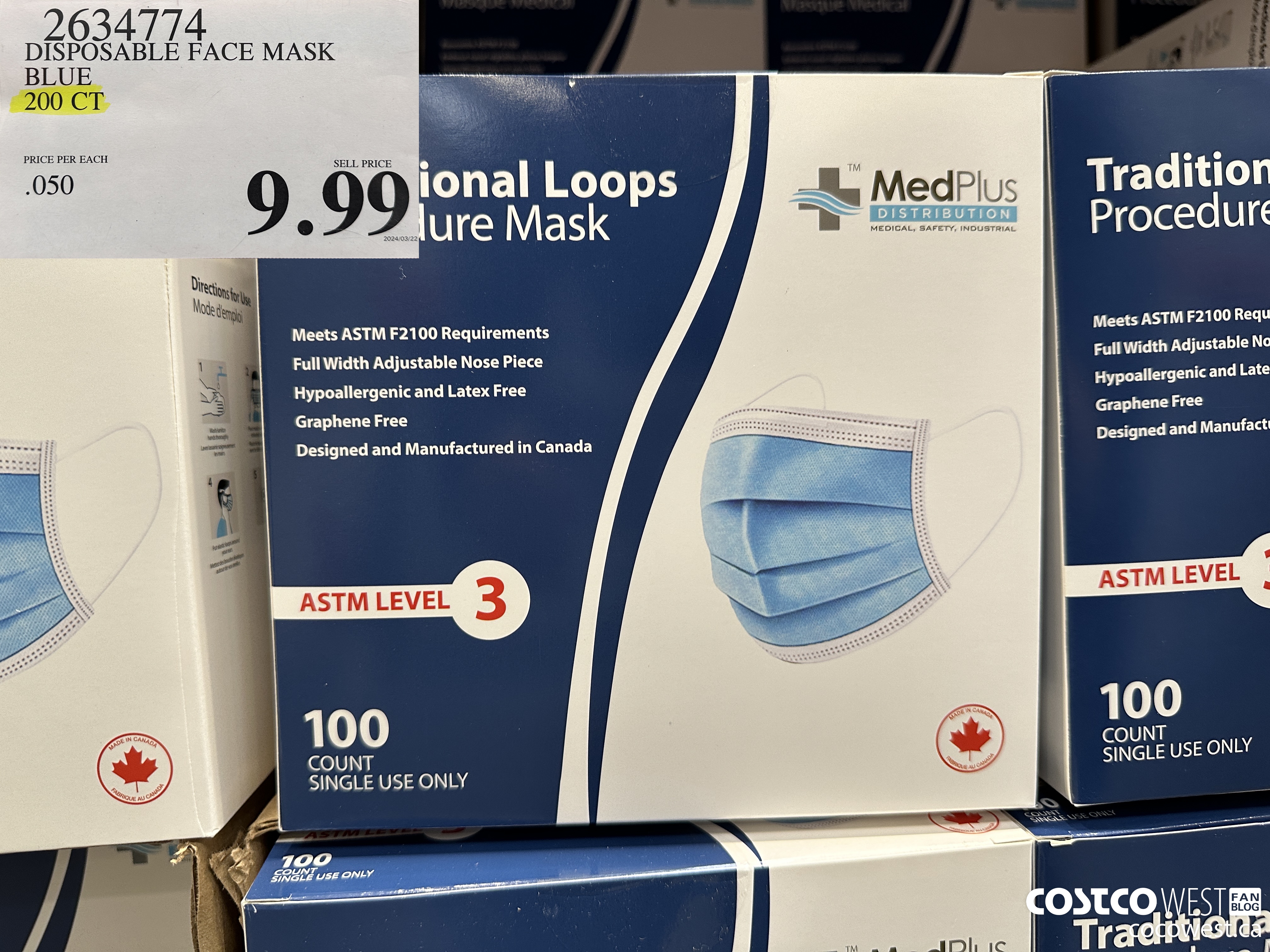 2634774 DISPOSABLE FACE MASK BLUE 200 CT $9.99