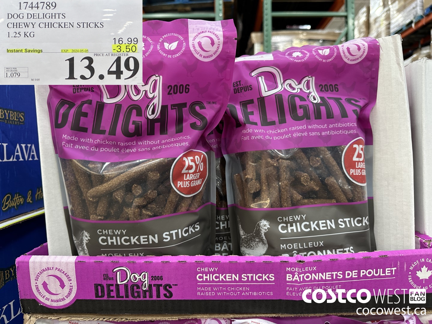 1744789 DOG DELIGHTS CHEWY CHICKEN STICKS 1.25 KG ($3.50 INSTANT SAVINGS EXPIRES ON 2024-05-05) $13.49