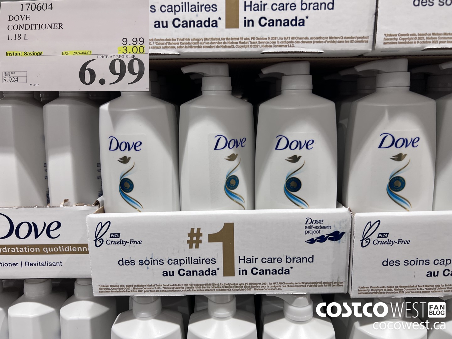 170604 DOVE CONDITIONER 1.18 L ($3.00 INSTANT SAVINGS EXPIRES ON 2024-04-07) $6.99