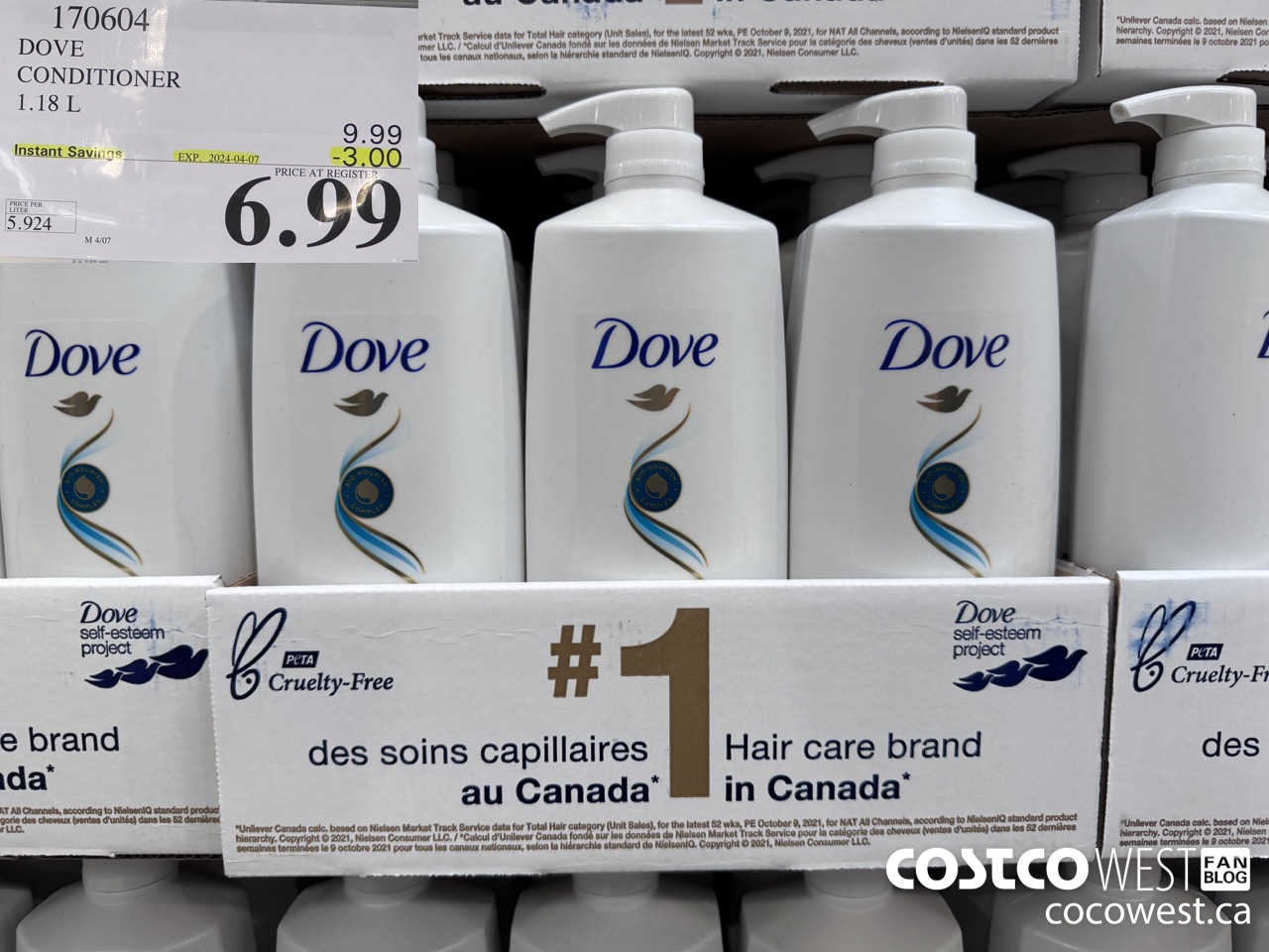 170604 DOVE CONDITIONER 1.18 L ($3.00 INSTANT SAVINGS EXPIRES ON 2024-04-07) $6.99