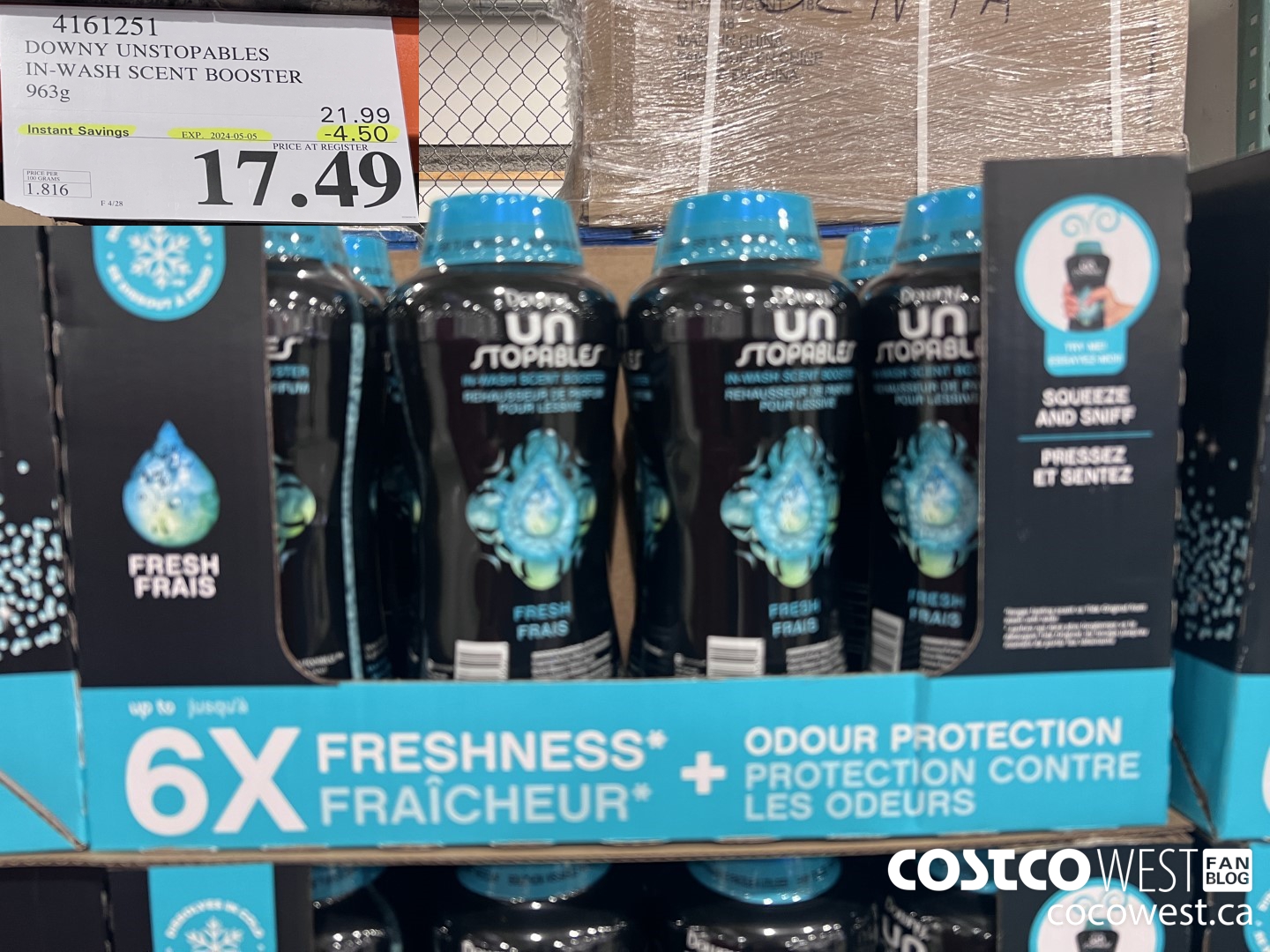 4161251 DOWNY UNSTOPABLES IN-WASH SCENT BOOSTER 963G ($4.50 INSTANT SAVINGS EXPIRES ON 2024-05-05) $17.49