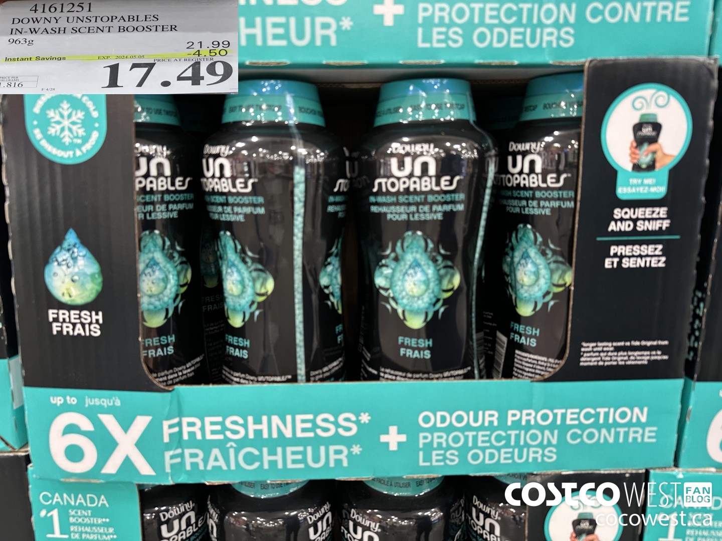 4161251 DOWNY UNSTOPABLES IN-WASH SCENT BOOSTER 963G ($4.50 INSTANT SAVINGS EXPIRES ON 2024-05-05) $17.49
