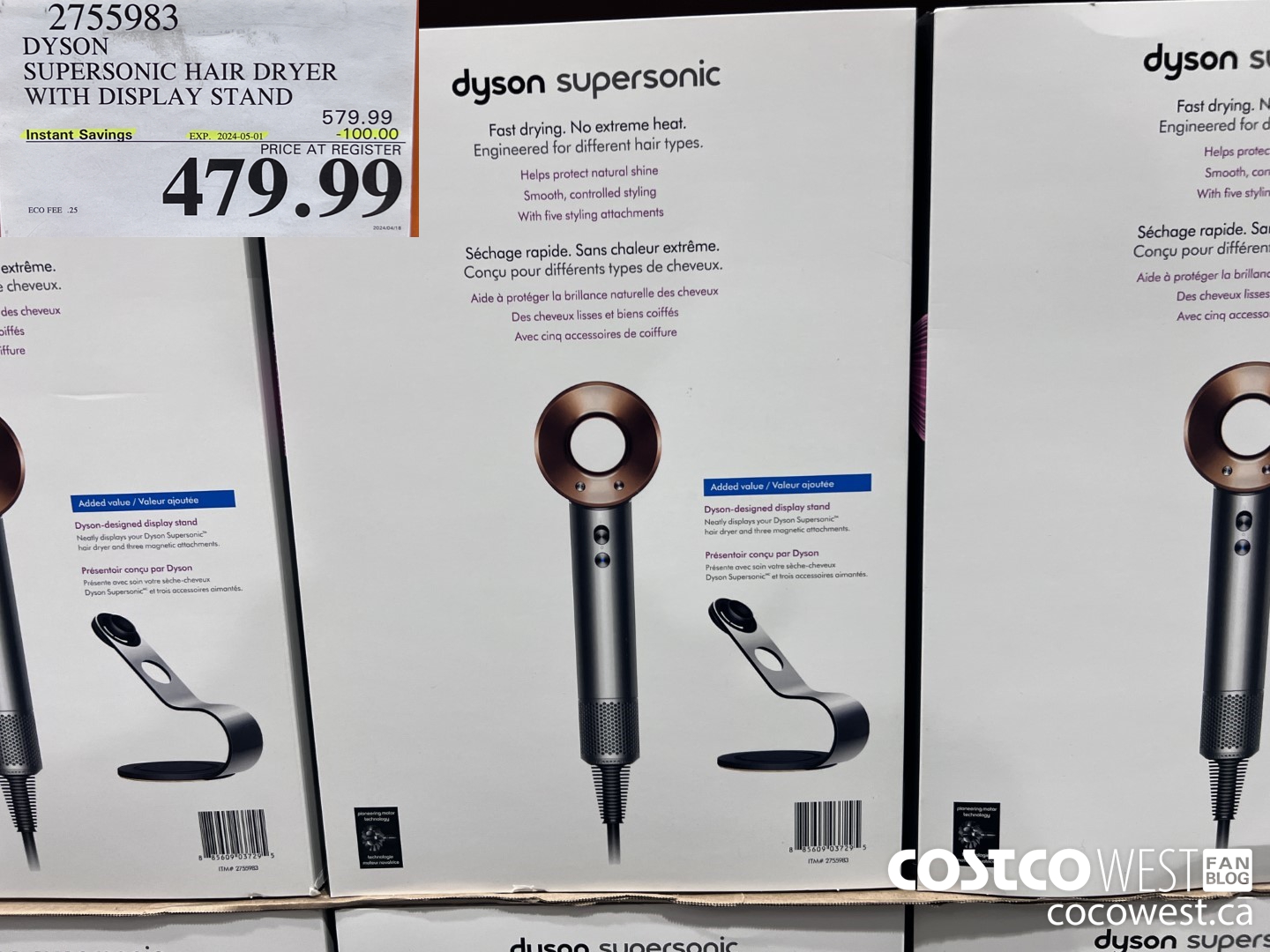 2755983 DYSON SUPERSONIC HAIR DRYER WITH DISPLAY STAND ($100.00 INSTANT SAVINGS EXPIRES ON 2024-05-01) $479.99