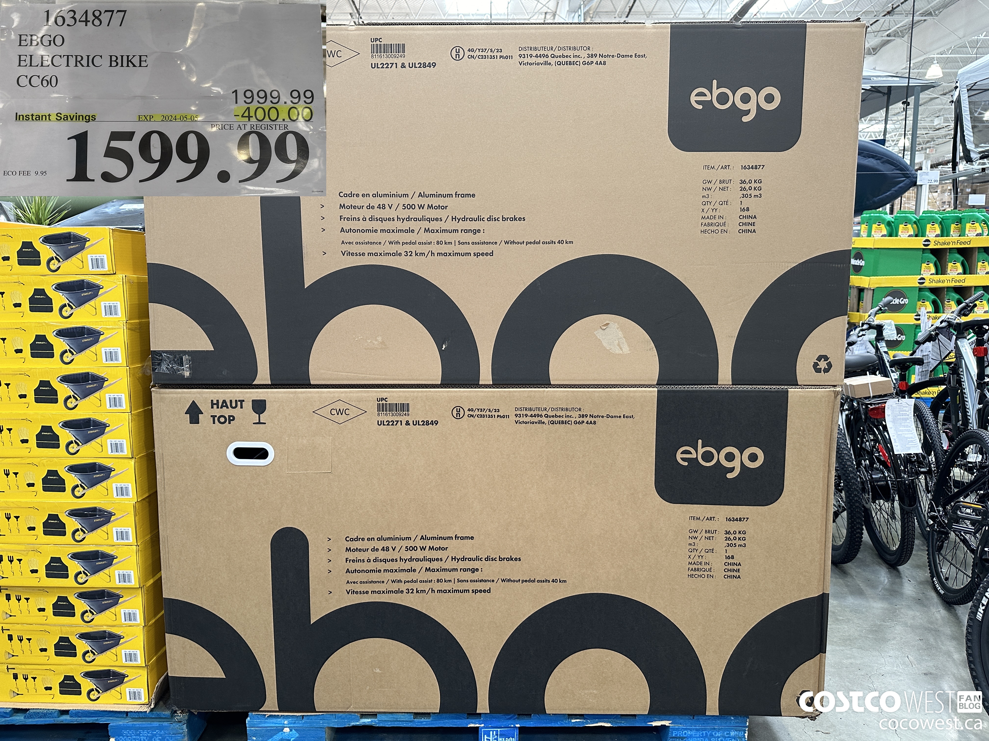 1634877 EBGO ELECTRIC BIKE CC 60 ($400.00 INSTANT SAVINGS EXPIRES ON 2024-05-05) $1599.99