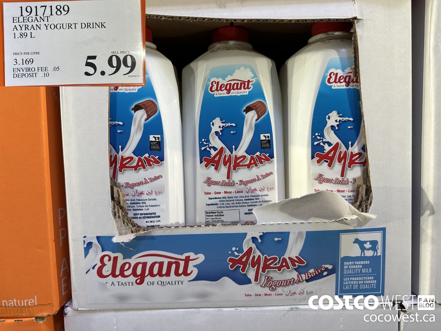 1917189 ELEGANT AYRAN YOGURT DRINK 1.89L $5.99