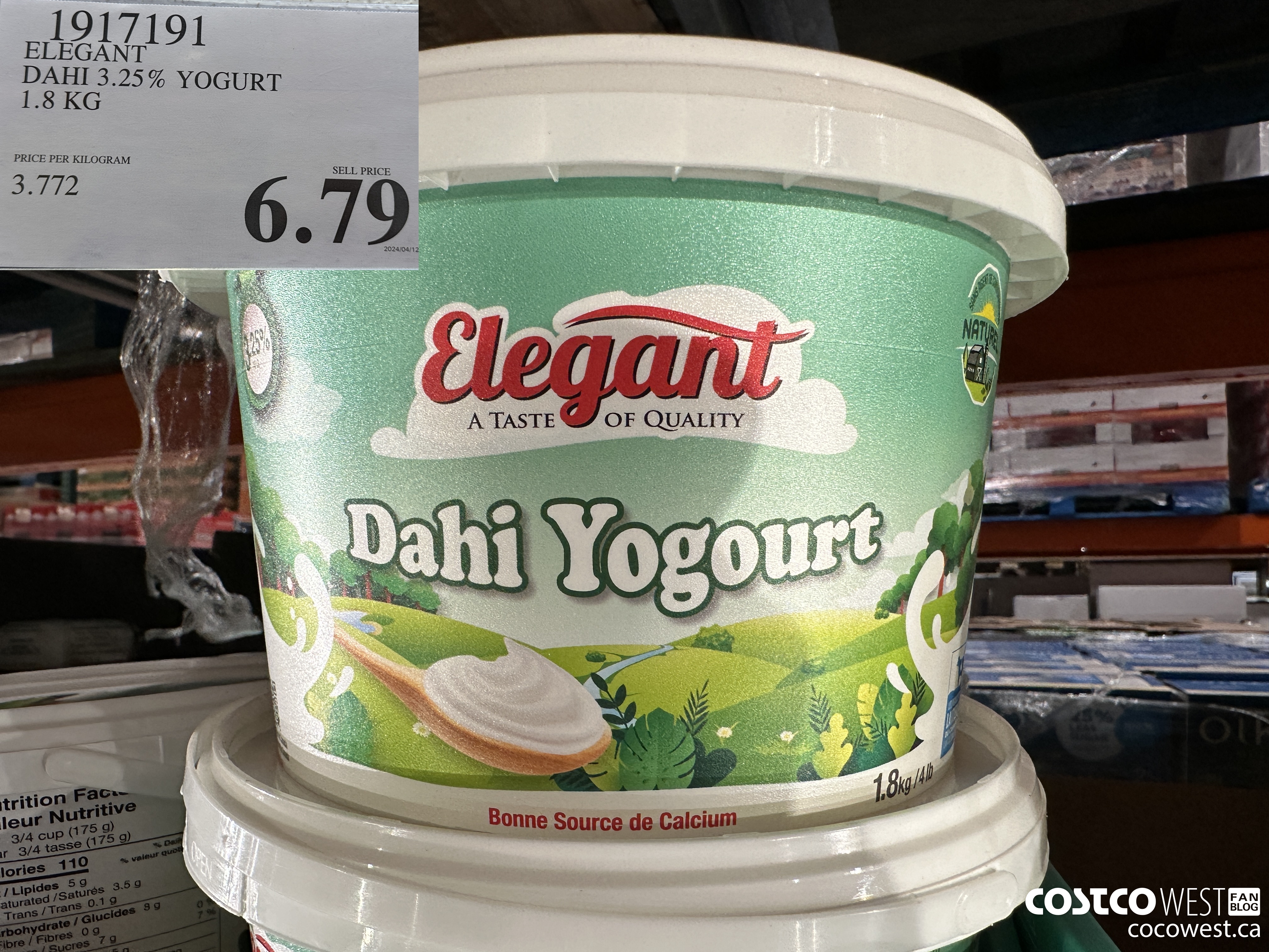 1917191 ELEGANT DAHI 3.25% YOGURT 1.8 KG $6.79