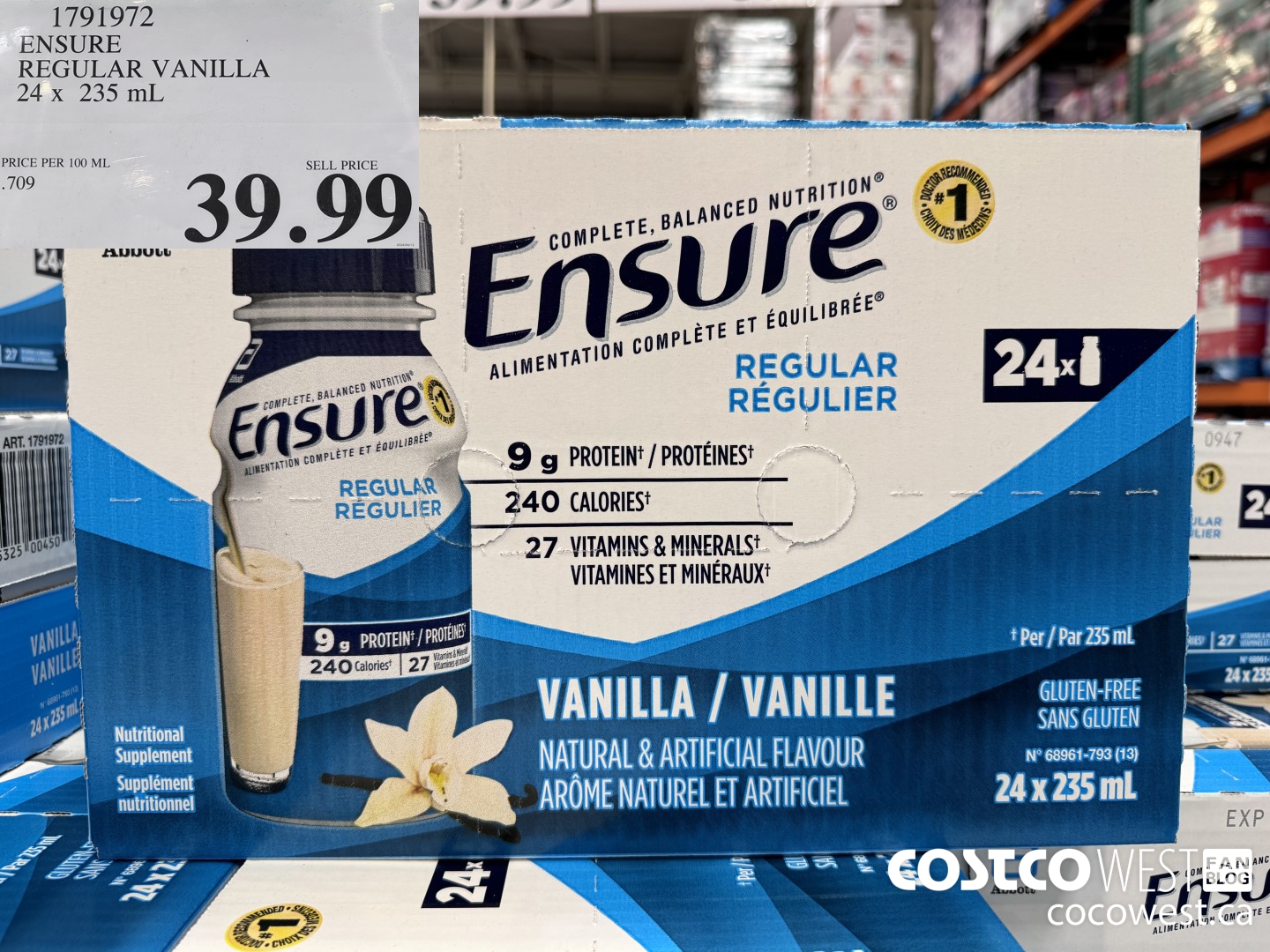 1791972 ENSURE REGULAR VANILLA 24 x 235 mL $39.99