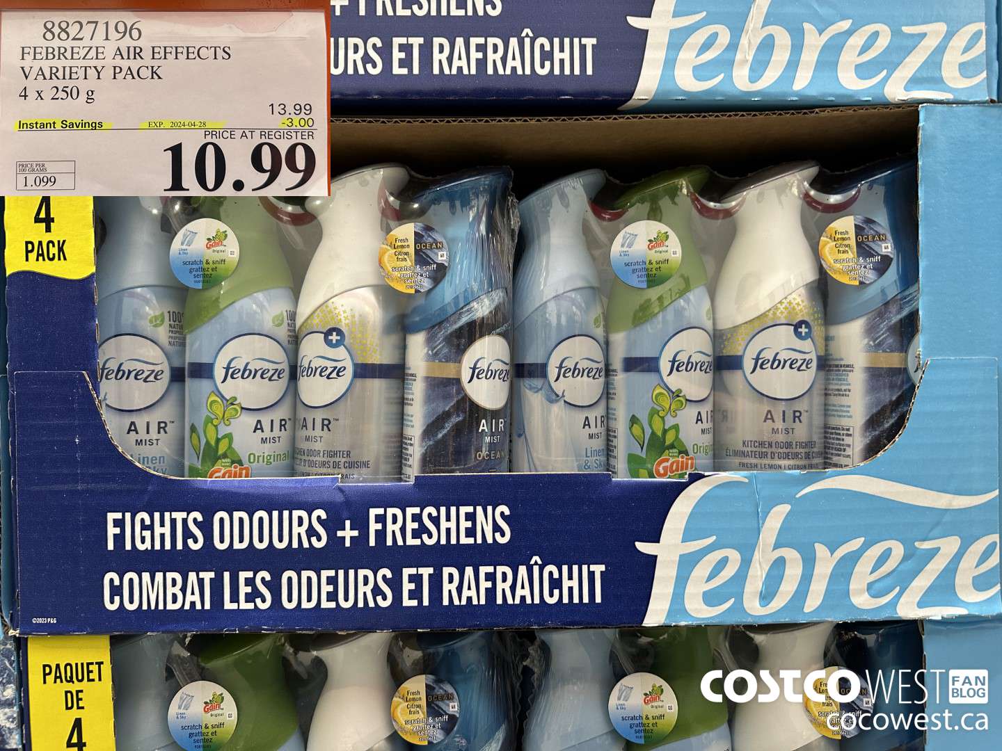 8827196 FEBREZE AIR EFFECTS VARIETY PACK 4 X 250 G ($3.00 INSTANT SAVINGS EXPIRES ON 2024-04-28) $10.99