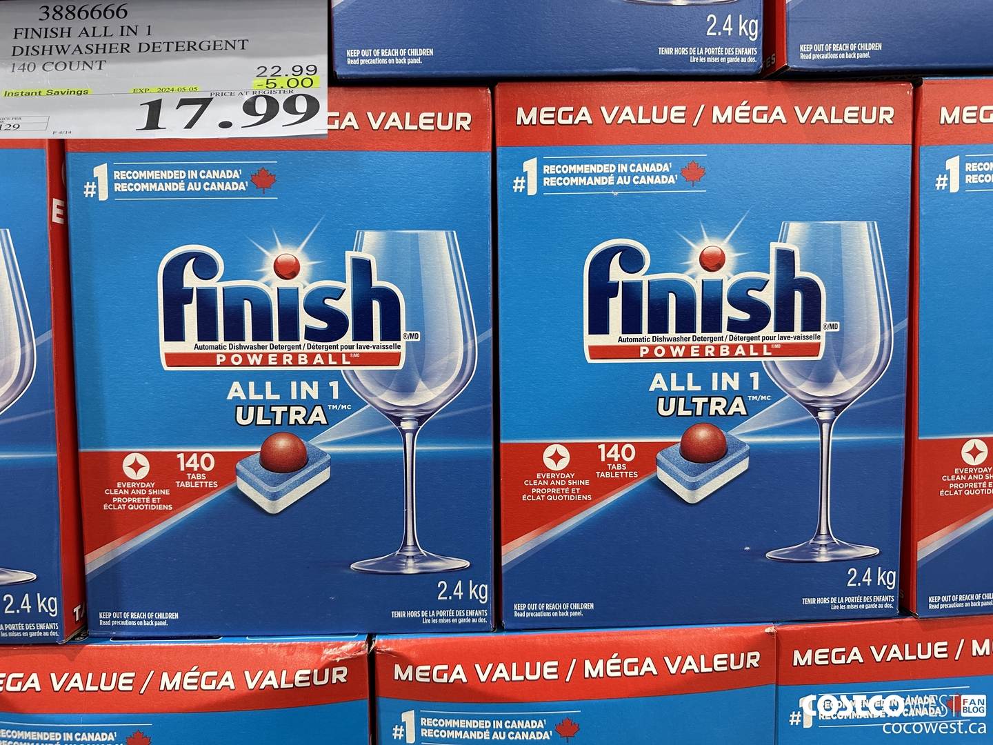 3886666 FINISH ALL IN 1 DISHWASHER DETERGENT 140 COUNT ($5.00 INSTANT SAVINGS EXPIRES ON 2024-05-05) $17.99