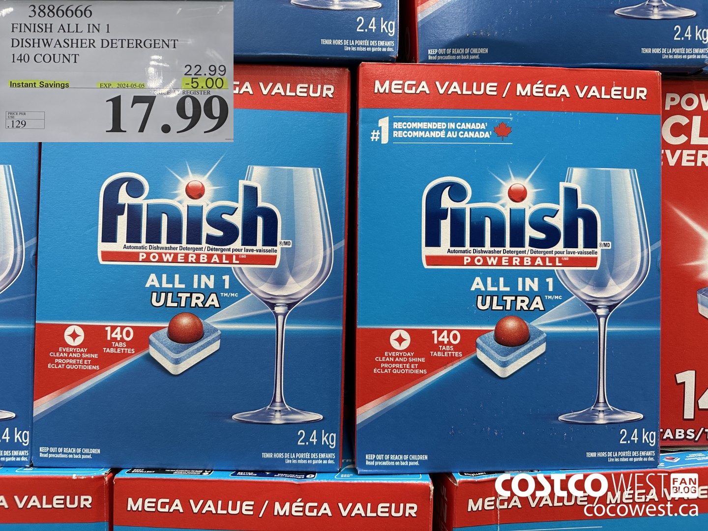 3886666 FINISH ALL IN 1 DISHWASHER DETERGENT 140 COUNT ($5.00 INSTANT SAVINGS EXPIRES ON 2024-05-05) $17.99