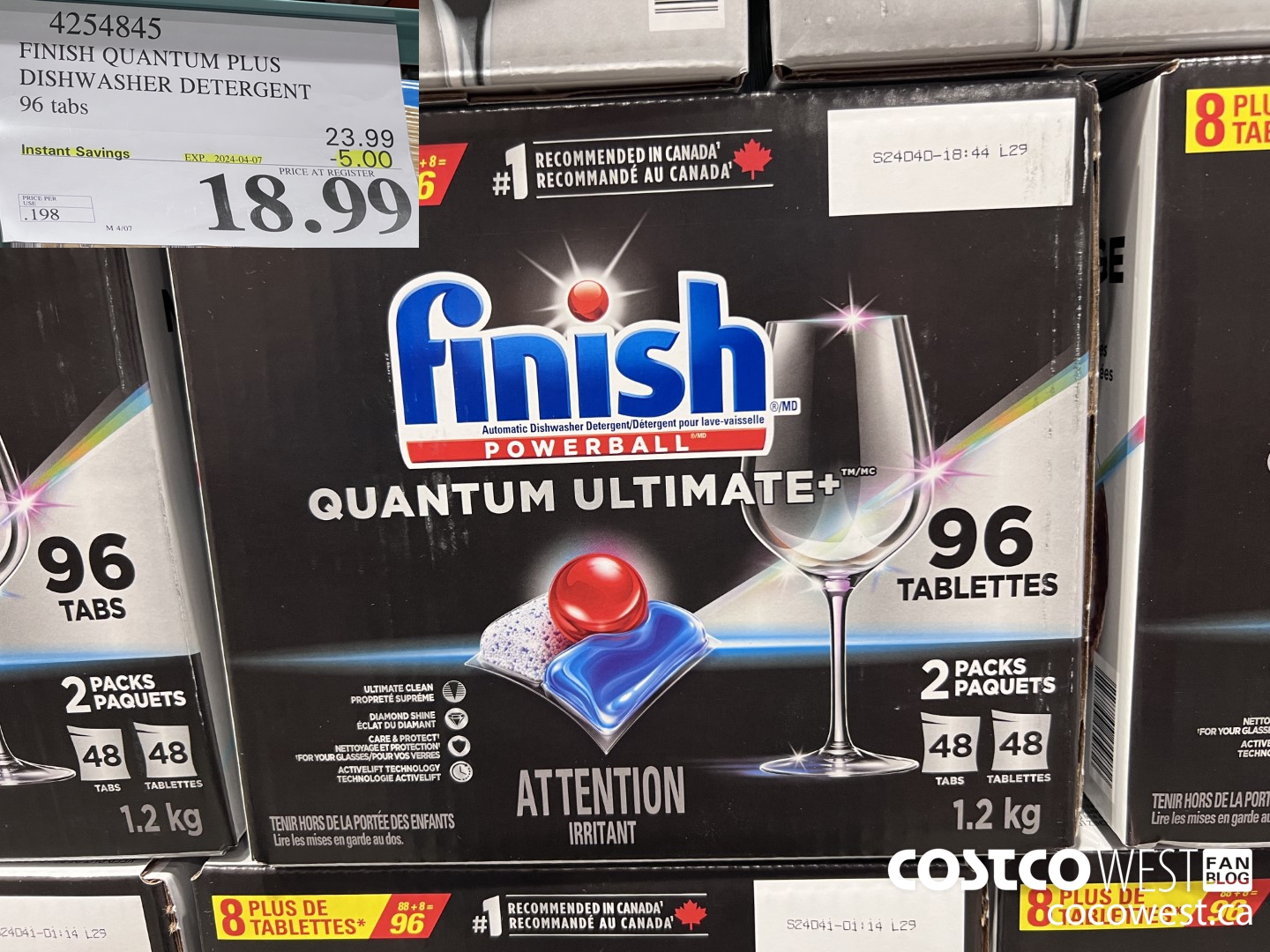 4254845 FINISH QUANTUM PLUS DISHWASHER DETERGENT 96 TABS ($5.00 INSTANT SAVINGS EXPIRES ON 2024-04-07) $18.99