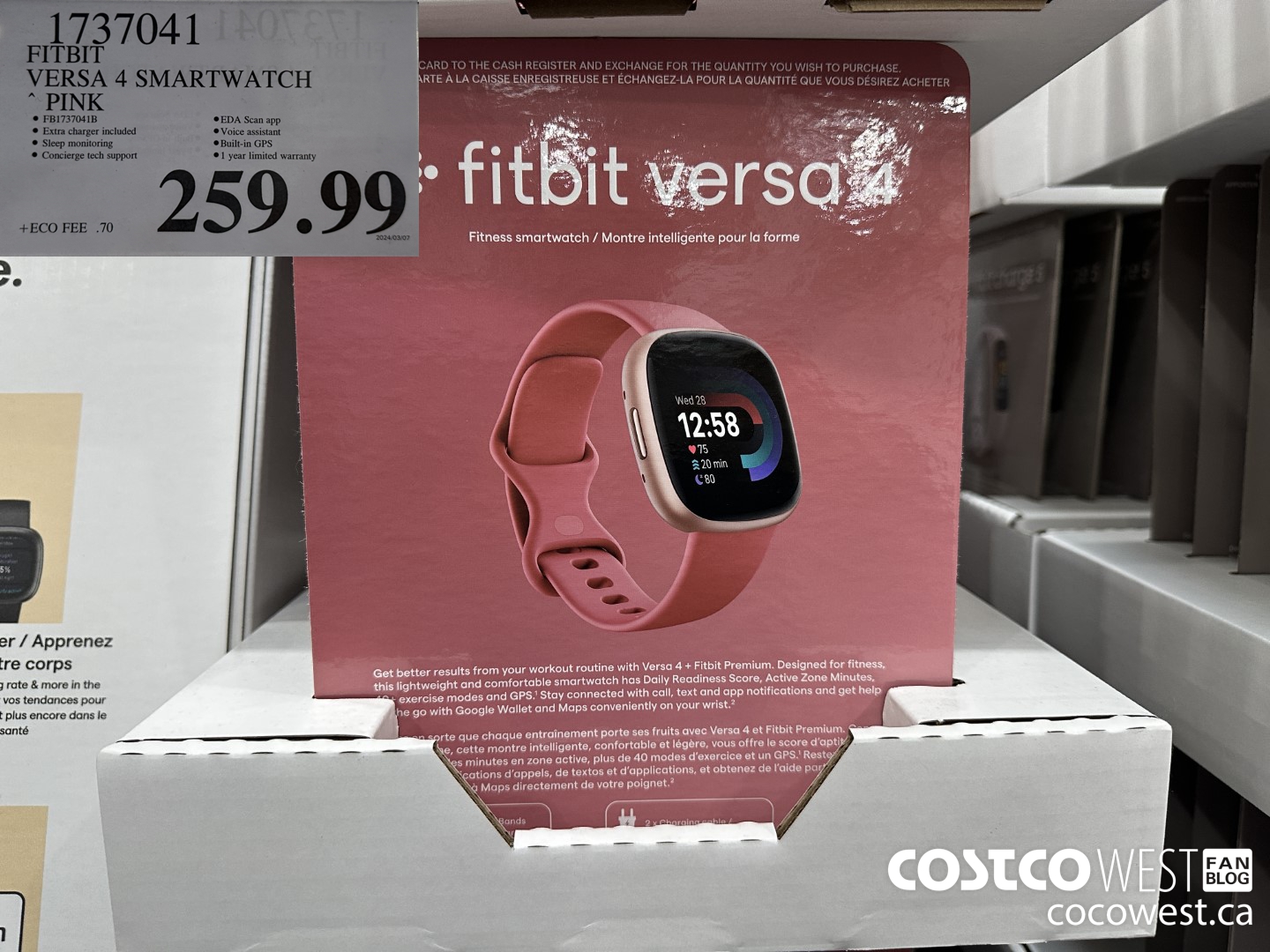 1737041 FITBIT VERSA 4 SMARTWATCH PINK/BLACK $259.99