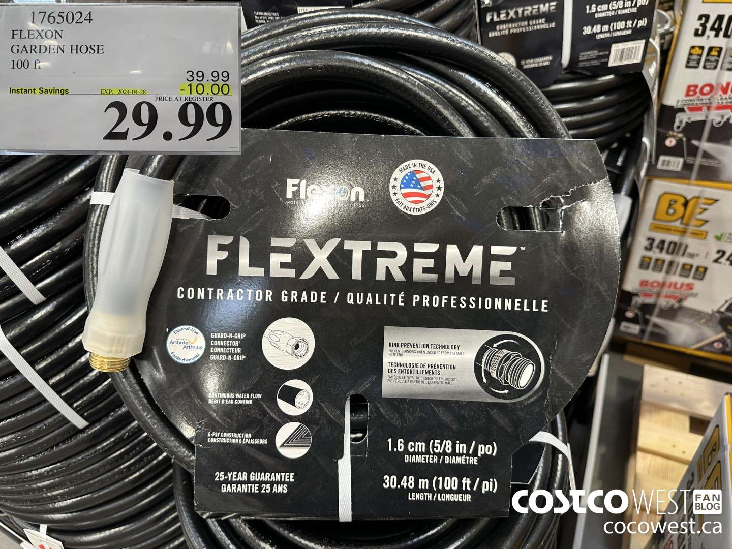 1765024 FLEXON GARDEN HOSE 100FT ($10.00 INSTANT SAVINGS EXPIRES ON 2024-04-28) $29.99