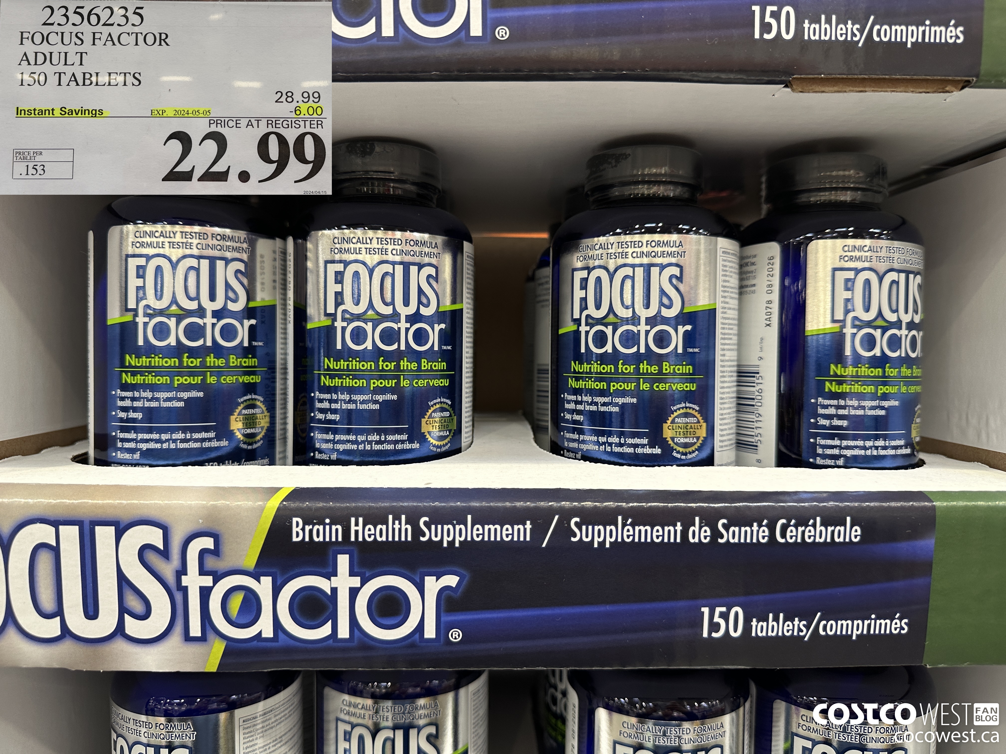 2356235 FOCUS FACTOR ADULT 150 TABLETS ($6.00 INSTANT SAVINGS EXPIRES ON 2024-05-05) $22.99