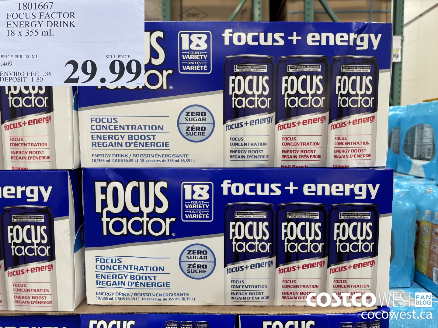1801667 FOCUS FACTOR ENERGY DRINK 18 x 355 mL $29.99