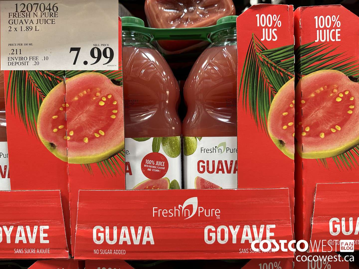 1207046 FRESH N PURE GUAVA JUICE 2 x 1.89 L $7.99