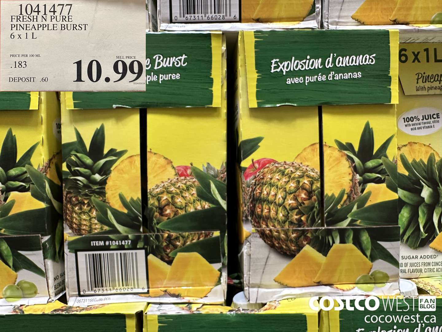 1041477 FRESH N PURE PINEAPPLE BURST 6 x 1 L $10.99