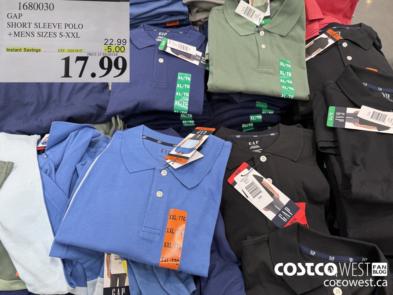 1680030 GAP SHORT SLEEVE POLO MENS SIZES S-XXL ($5.00 INSTANT SAVINGS EXPIRES ON 2024-04-07) $17.99