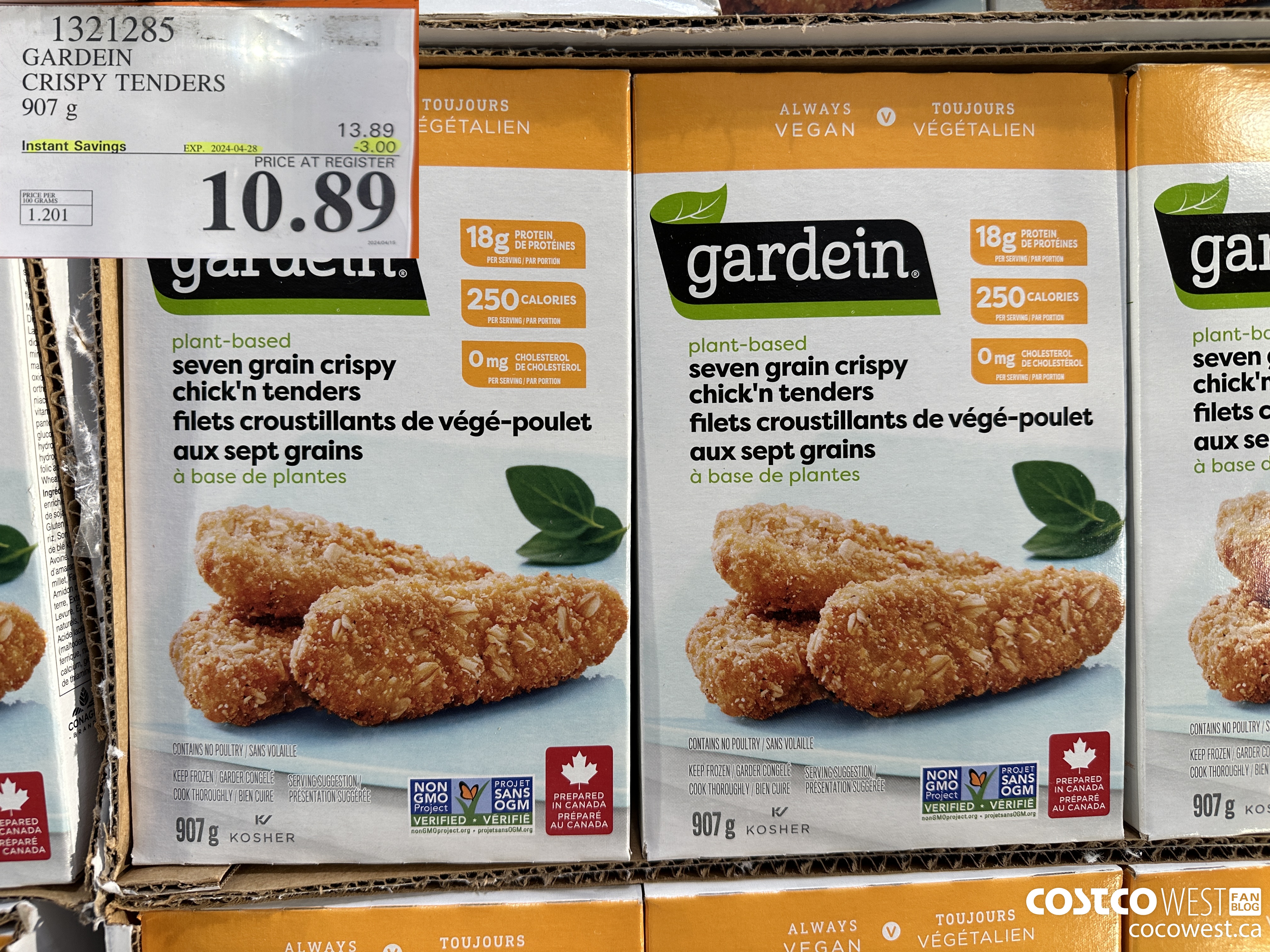 1321285 GARDEIN CRISPY TENDERS 907 g ($3.00 INSTANT SAVINGS EXPIRES ON 2024-04-28) $10.89